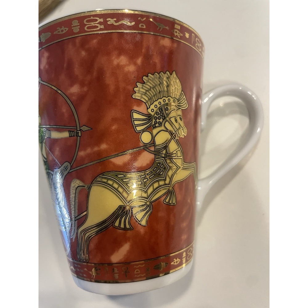 Vintage Egyptian Turkish Porcelain Cup chariot battle or hunt scene hieroglyphic - Picture 2 of 8